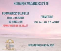 Horaires été 2026